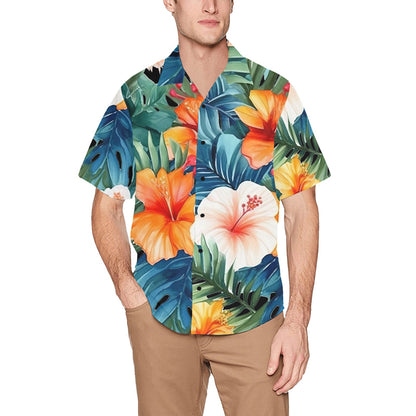 Men's Hawaiian Shirt With Chest Pocket